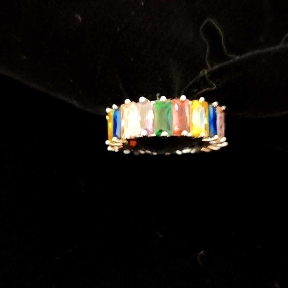 28. Rainbow colored crystal ring
